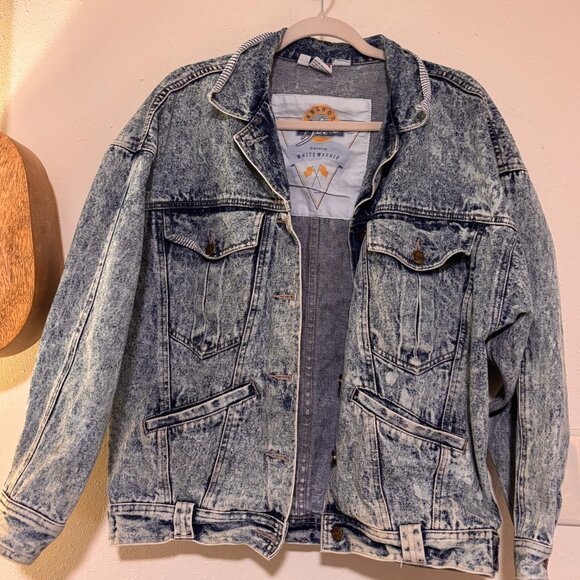 Anchor Blue Size Medium Vintage Jean Jacket Genuine Whitewashed - Picture 1 of 4
